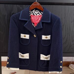 Navy and Cream Women's Jacket by Coach 
Never wear with tags attached